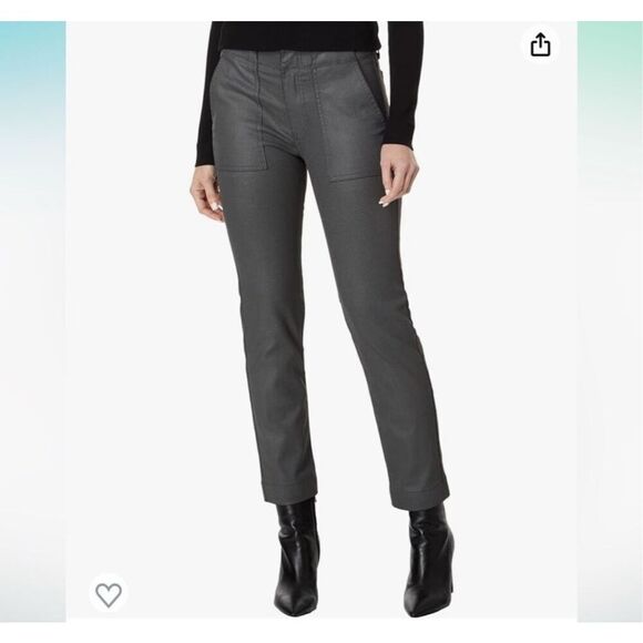 Kut from the kloth Reese ankle straight leg faux leather pants black 8 Long - Picture 3 of 12